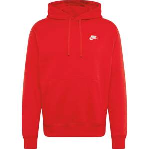 Mikina 'Club Fleece' Nike Sportswear červená / bílá