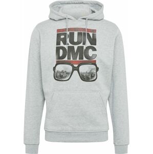 Mikina 'Run DMC City Glasses' mister tee šedý melír / červená / černá