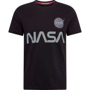 Tričko 'NASA Reflective' alpha industries černá / stříbrná