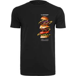 Tričko 'A Burger' mister tee světle béžová / tmavě hnědá / hořčicová / světle zelená / černá