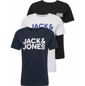 Tričko jack & jones modrá / námořnická modř / černá / bílá