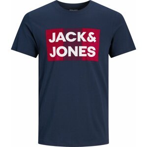 Tričko Jack & Jones Plus námořnická modř / světle červená / bílá