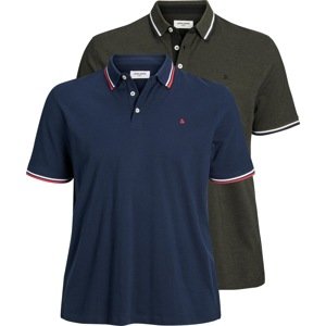 Tričko 'PAULOS' Jack & Jones Plus námořnická modř / khaki / ohnivá červená / bílá