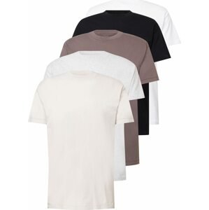 Tričko Abercrombie & Fitch tmavě béžová / černá / bílá