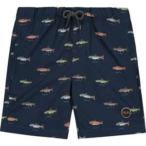 Plavecké šortky 'Go Fish' Shiwi světlemodrá / tmavě modrá / světle zelená / oranžová / bílá
