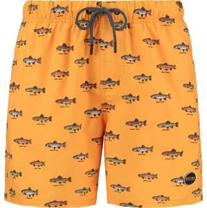Plavecké šortky 'GO FISH' Shiwi karamelová / světle hnědá / oranžová / lososová / černá