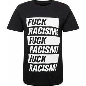 Tričko 'Stockholm Fuck Racism' DEDICATED. černá / bílá