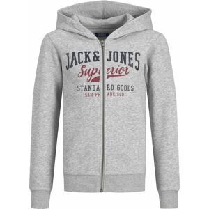 Mikina 'Logo' Jack & Jones Junior šedý melír / červená / černá