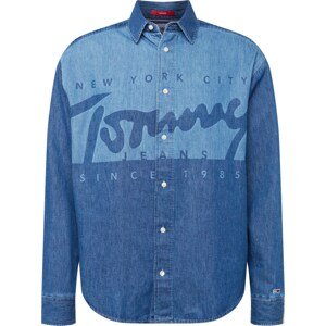 Košile Tommy Jeans modrá džínovina / světlemodrá