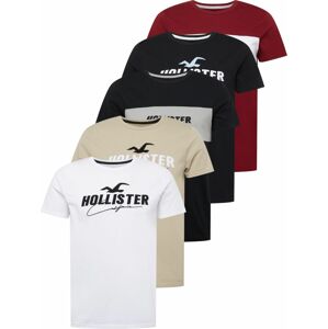 Tričko Hollister béžová / červená / černá / bílá