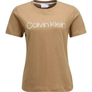 Tričko Calvin Klein khaki / bílá