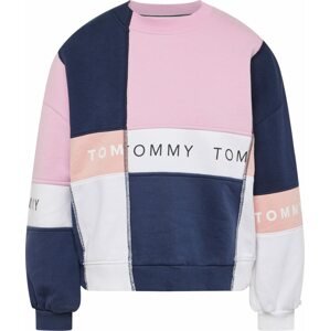 Mikina Tommy Jeans námořnická modř / lososová / pink / bílá