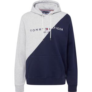 Mikina Tommy Jeans námořnická modř / světle šedá / červená / bílá