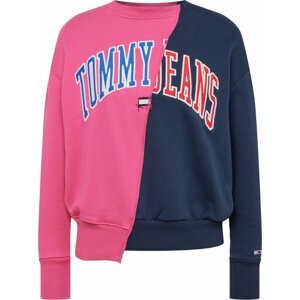 Mikina Tommy Jeans modrá / námořnická modř / pink / bílá