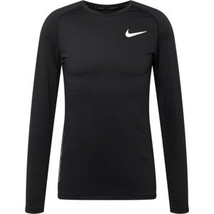 Funkční tričko 'Pro Warm' Nike černá / bílá