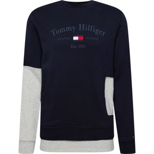 Mikina Tommy Jeans námořnická modř / šedý melír / červená / bílá