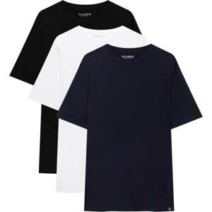 Tričko Pull&Bear námořnická modř / černá / bílá