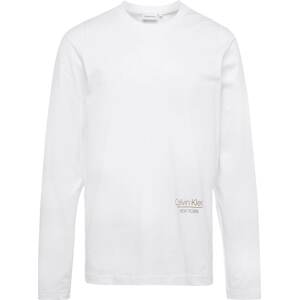 Tričko Calvin Klein šedobéžová / bílá