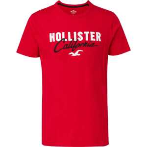 Tričko Hollister ohnivá červená / černá / bílá
