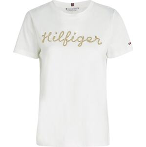 Tričko Tommy Hilfiger béžová / bílá