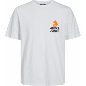 Tričko 'WAVY' jack & jones námořnická modř / oranžová / bílá