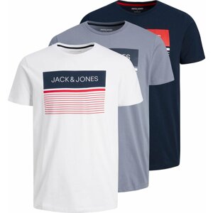 Tričko 'Travis' jack & jones tmavě modrá / šedá / červená / bílá