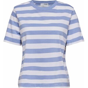 Tričko Selected Femme kouřově modrá / bílá