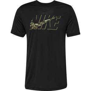 Funkční tričko Nike khaki / olivová / černá