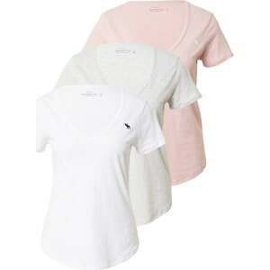 Tričko Abercrombie & Fitch šedý melír / pink / bílá