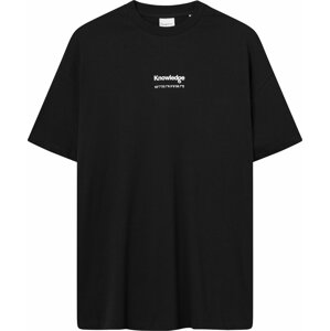Tričko KnowledgeCotton Apparel černá / bílá