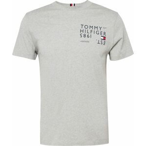 Tričko Tommy Hilfiger šedý melír / červená / černá / bílá