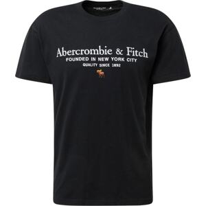 Tričko Abercrombie & Fitch hnědá / černá / bílá