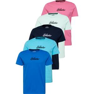 Tričko Hollister modrá / mátová / světle růžová / černá