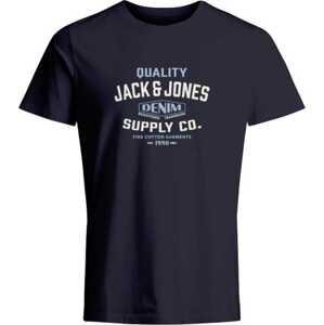 Tričko 'BLUBOOSTER' jack & jones námořnická modř / světlemodrá / bílá