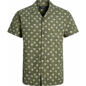 Košile 'LANDON' jack & jones béžová / rákos / tmavě zelená