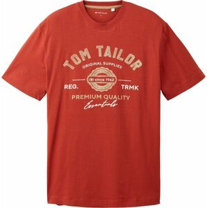 Tričko Tom Tailor béžová / oranžově červená / bílá