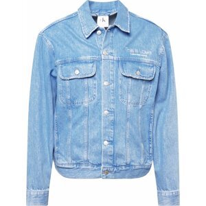 Přechodná bunda Calvin Klein Jeans modrá džínovina / bílá