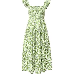 Letní šaty Abercrombie & Fitch kiwi / bílá