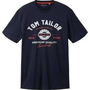 Tričko Tom Tailor noční modrá / oranžová / bílá