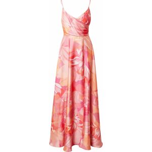 Společenské šaty SWING meruňková / tmavě oranžová / světle růžová / bílá