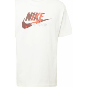 Tričko Nike Sportswear hnědá / tmavě oranžová / bílá