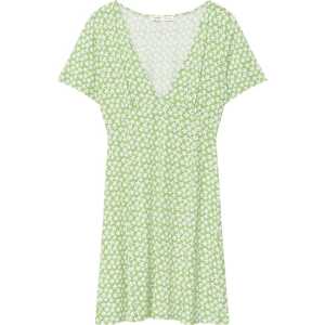 Letní šaty Pull&Bear světle zelená / bílá