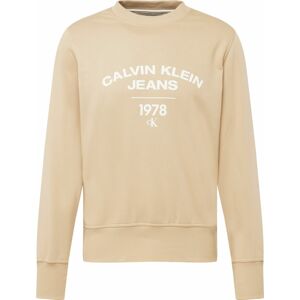 Mikina Calvin Klein Jeans velbloudí / bílá