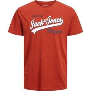 Tričko Jack & Jones Plus oranžová / černá / bílá