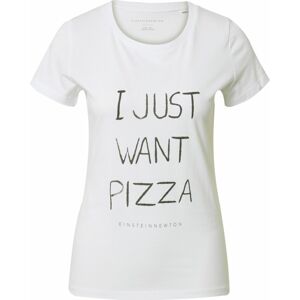 Tričko 'Want Pizza' einstein & newton antracitová / bílá