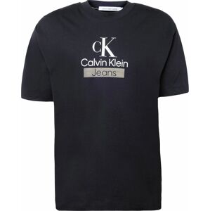 Tričko Calvin Klein Jeans starobéžová / černá / bílá