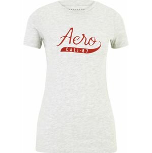 Tričko 'MAY' AÉROPOSTALE šedý melír / karmínově červené / bílá