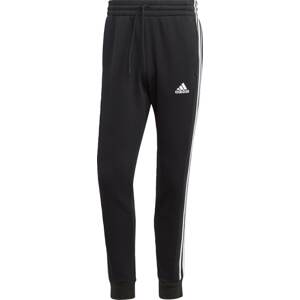 Sportovní kalhoty 'Essentials Fleece 3-Stripes Tapered Cuff' ADIDAS SPORTSWEAR černá / bílá