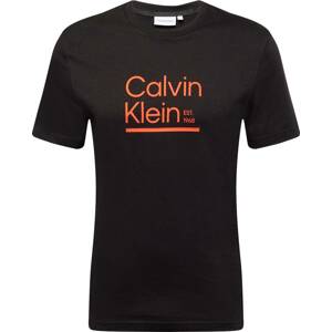 Tričko Calvin Klein oranžová / černá / bílá