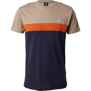 Tričko Iriedaily tmavě béžová / námořnická modř / tmavě oranžová / bílá